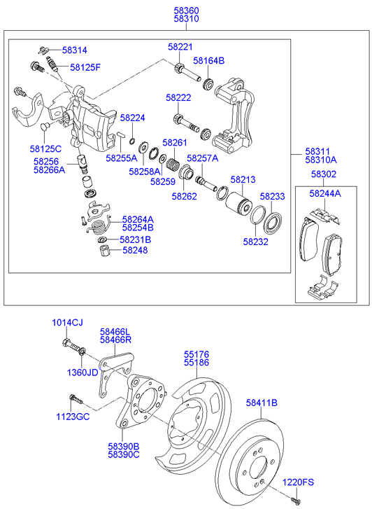 Hyundai 58302-0XA00 - Kit pastiglie freno, Freno a disco www.autoricambit.com