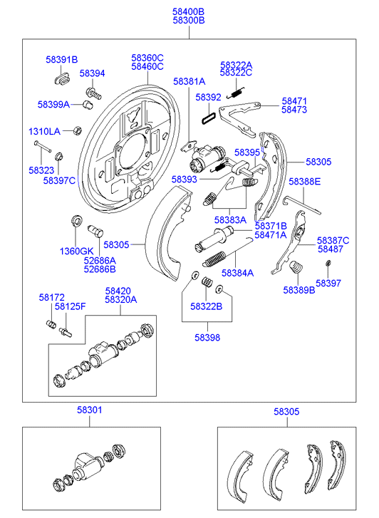 Hyundai 58305-47A00 - Kit freno, freni a tamburo www.autoricambit.com