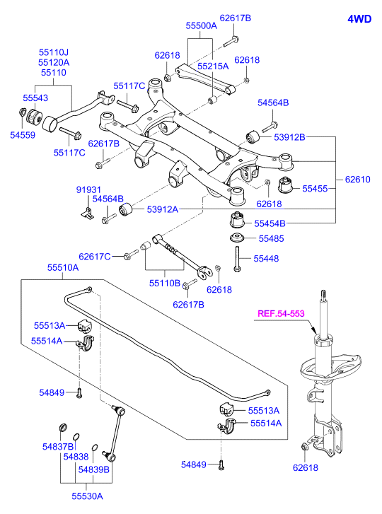 KIA 55530-2E000 - Asta/Puntone, Stabilizzatore www.autoricambit.com