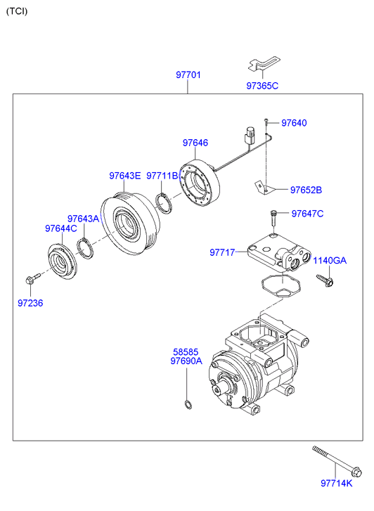 KIA 97701-2D700 - Compressore, Climatizzatore www.autoricambit.com