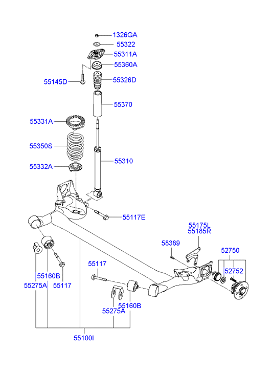 Hyundai 55326-1E000 - Kit parapolvere, Ammortizzatore www.autoricambit.com