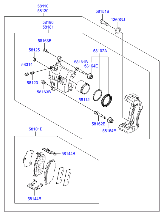 Hyundai 581011GE00 - Kit pastiglie freno, Freno a disco www.autoricambit.com