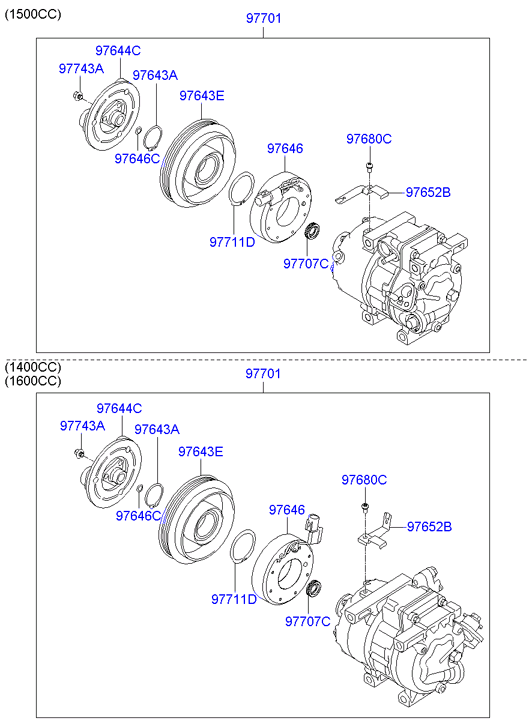 Hyundai 977011E000 - Compressore, Climatizzatore www.autoricambit.com