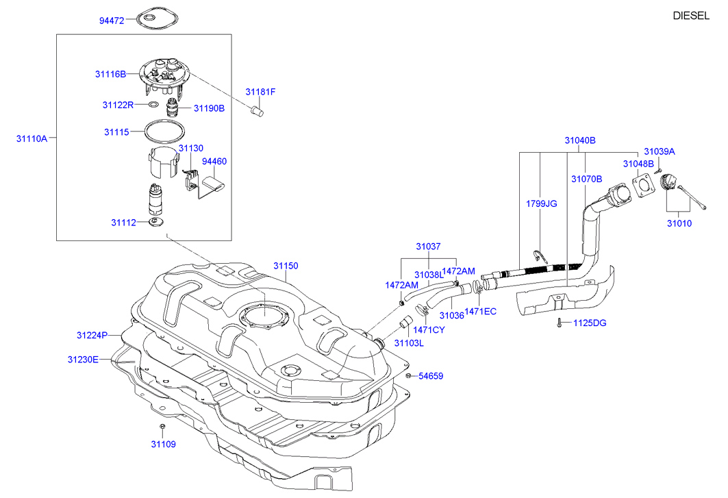 KIA 311101C010* - Pompa carburante www.autoricambit.com