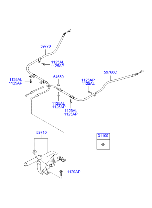 Hyundai 59770-1C000 - Cavo comando, Freno stazionamento www.autoricambit.com