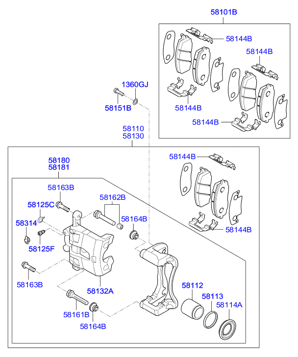 Hyundai 58101-4LA00 - Kit pastiglie freno, Freno a disco www.autoricambit.com