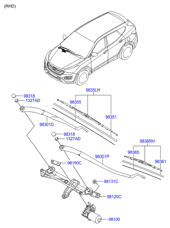 KIA 98350-2W100 - Spazzola tergi www.autoricambit.com