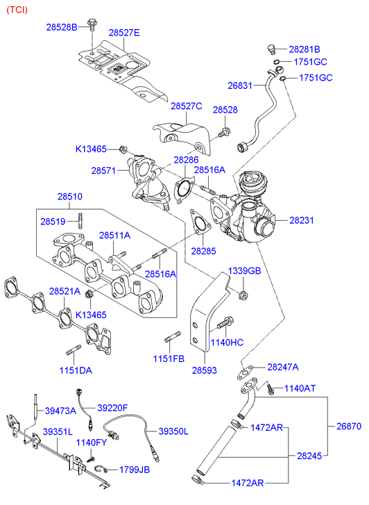 Hyundai 28521-25010 - Guarnizione, Collettore gas scarico www.autoricambit.com