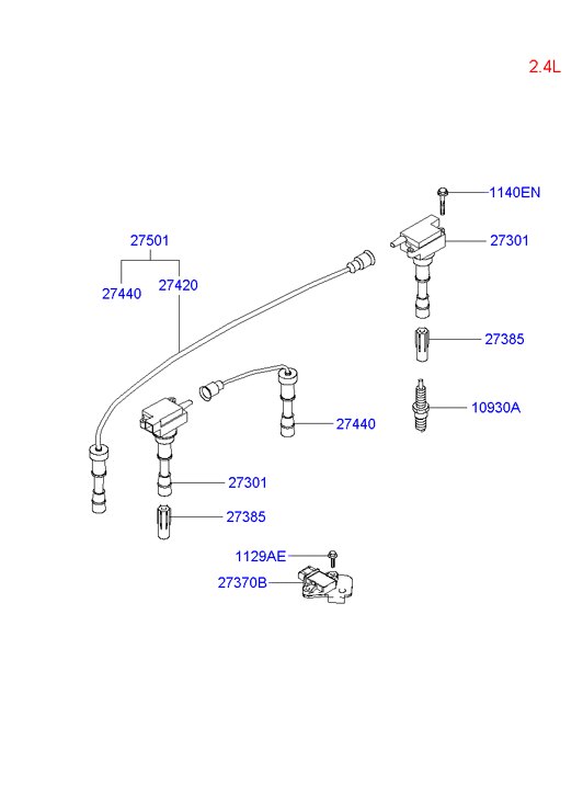 KIA 27501-38B00 - Kit cavi accensione www.autoricambit.com