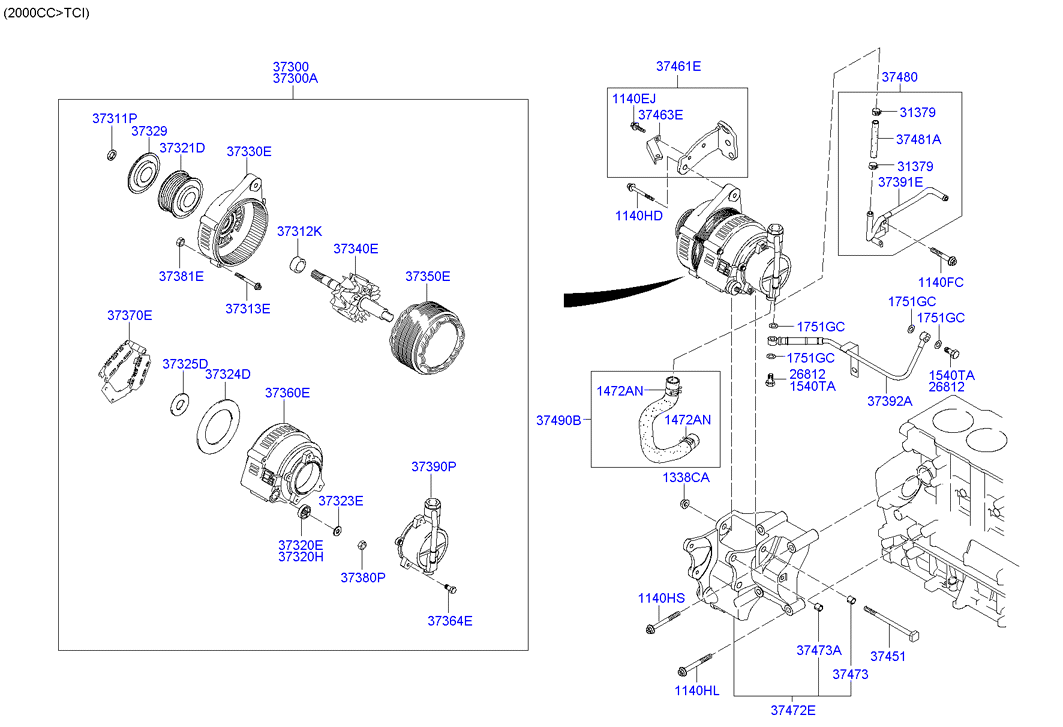 KIA 37300-38700 - Alternatore www.autoricambit.com