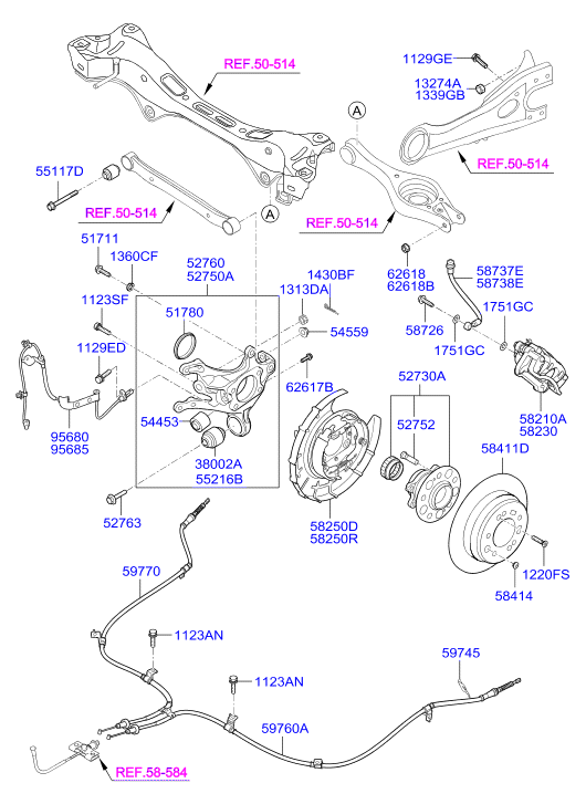 Hyundai 597602R300 - Cavo comando, Freno stazionamento www.autoricambit.com