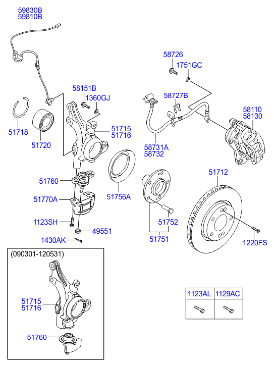 Hyundai 51755-1H000 - Kit cuscinetto ruota www.autoricambit.com