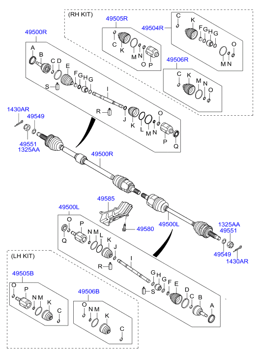 KIA 49536-2L001 - Kit giunti, Semiasse www.autoricambit.com