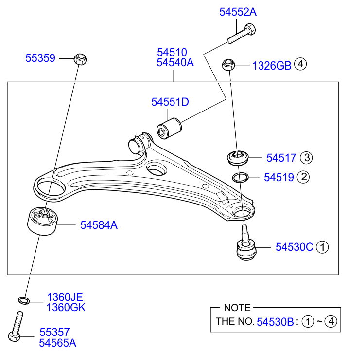 Hyundai 54551-1C000 - Silent Block, Supporto Braccio Oscillante www.autoricambit.com