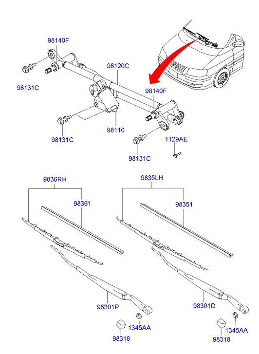 Hyundai 9836017000 - Spazzola tergi www.autoricambit.com