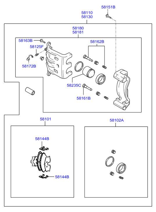 KIA 58101-3AA20 - Kit pastiglie freno, Freno a disco www.autoricambit.com