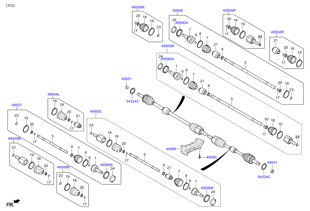 Hyundai 49500-1R010 - Kit giunti, Semiasse www.autoricambit.com