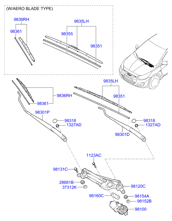 KIA 98350-1R100 - Spazzola tergi www.autoricambit.com