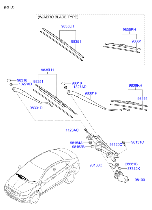 Hyundai 98351-1R000 - Spazzola tergi www.autoricambit.com