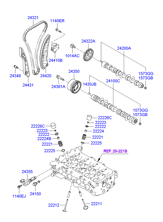 KIA 22224-2B000 - Anello tenuta, Stelo valvola www.autoricambit.com