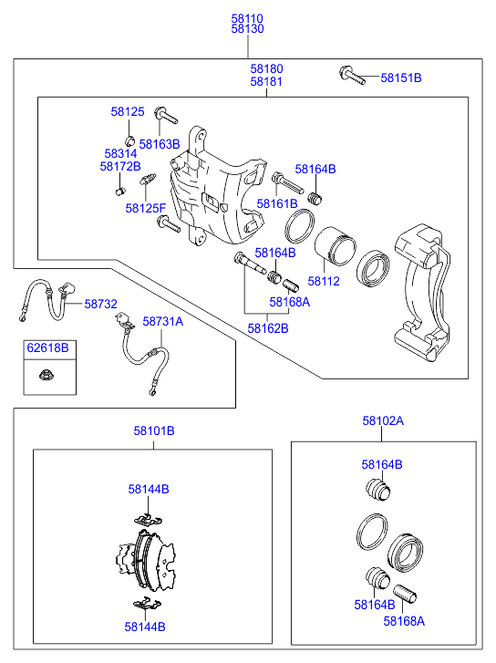 KIA 58101-2EA30 - Kit pastiglie freno, Freno a disco www.autoricambit.com