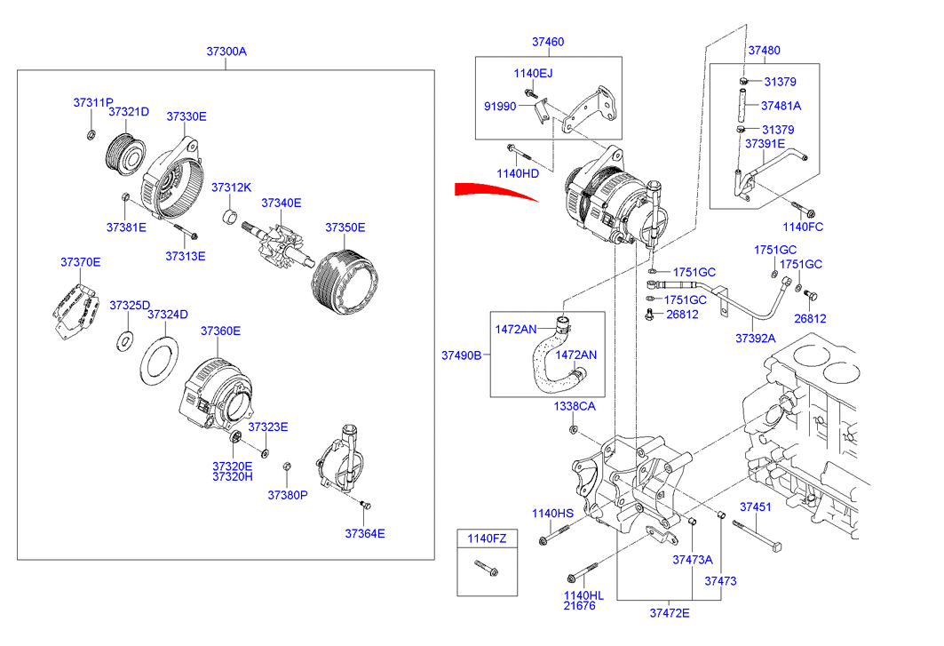 Hyundai 37322-27012 - Puleggia cinghia, Alternatore www.autoricambit.com