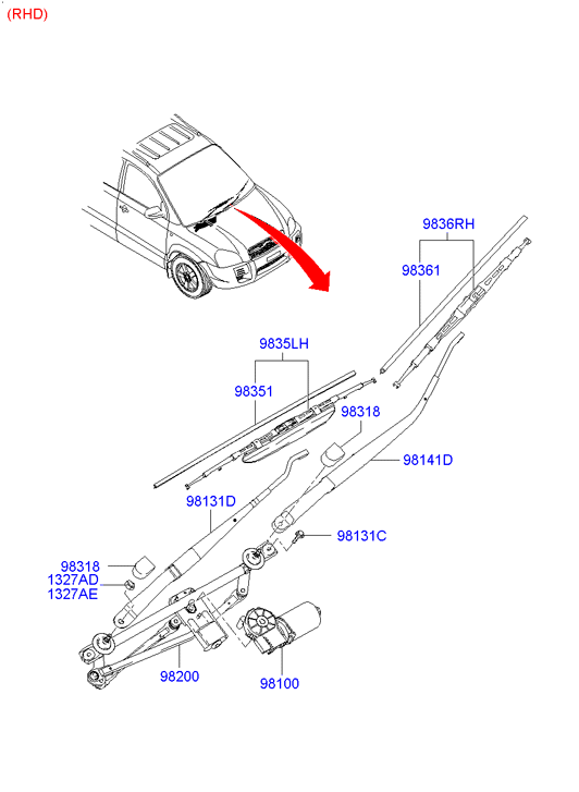 Hyundai 983502E010 - Spazzola tergi www.autoricambit.com