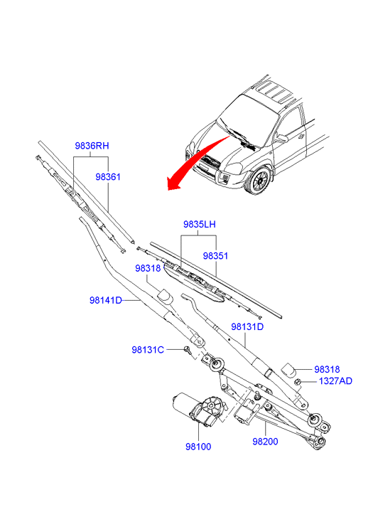 Hyundai 983602E000 - Spazzola tergi www.autoricambit.com