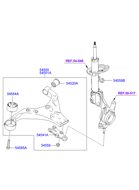 KIA 54551-2E000 - Silent Block, Supporto Braccio Oscillante www.autoricambit.com