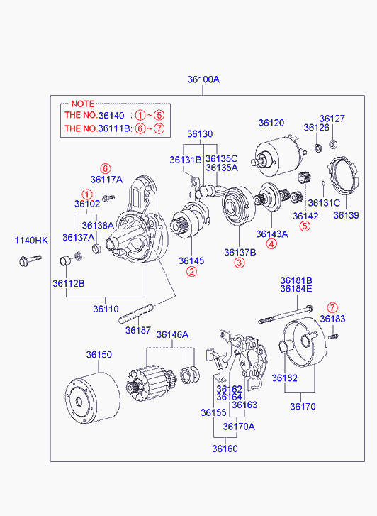 KIA 36100-22805 - Motorino d'avviamento www.autoricambit.com