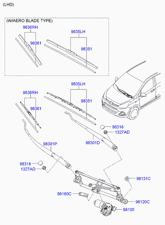 Hyundai 98350B9010 - Spazzola tergi www.autoricambit.com