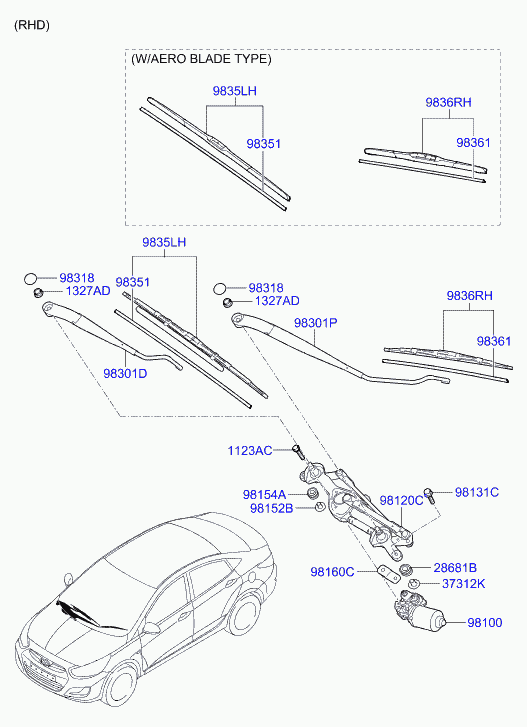 KIA 98350-1R000 - Spazzola tergi www.autoricambit.com