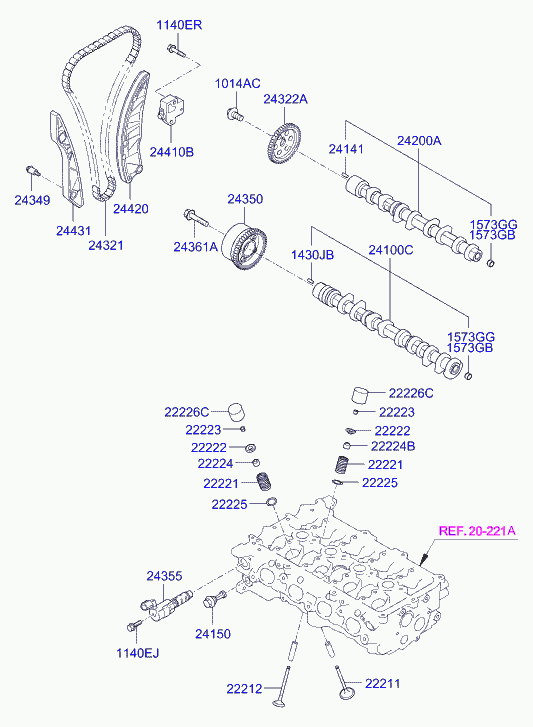 KIA 24221-2B000 - Kit catena distribuzione www.autoricambit.com