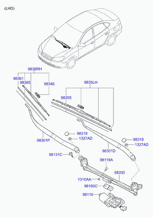 Hyundai 983502H050 - Spazzola tergi www.autoricambit.com