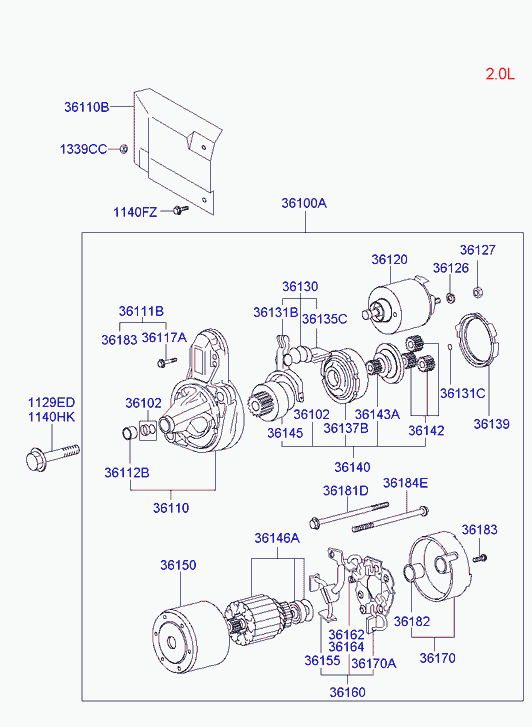 Hyundai 36100-38090 - Motorino d'avviamento www.autoricambit.com