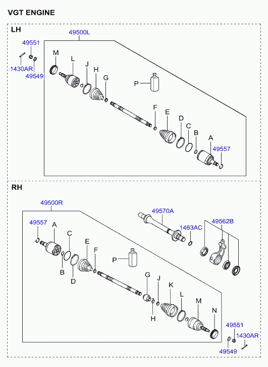 Hyundai 49501-2E900 - Kit giunti, Semiasse www.autoricambit.com