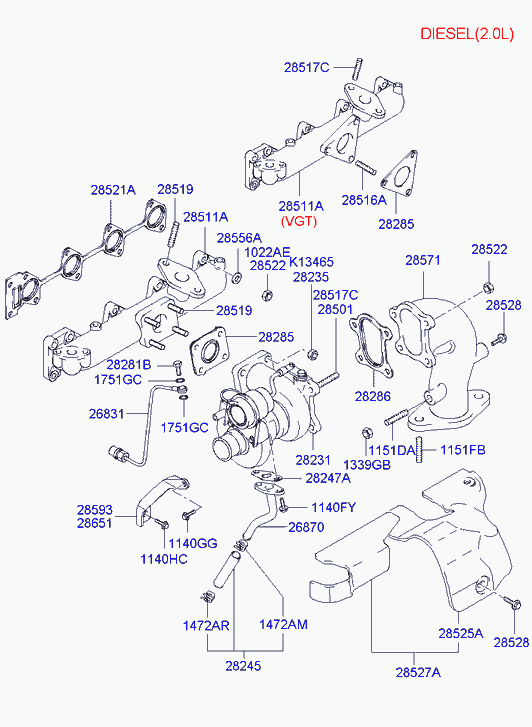 KIA 28521-37103 - Guarnizione, Collettore gas scarico www.autoricambit.com