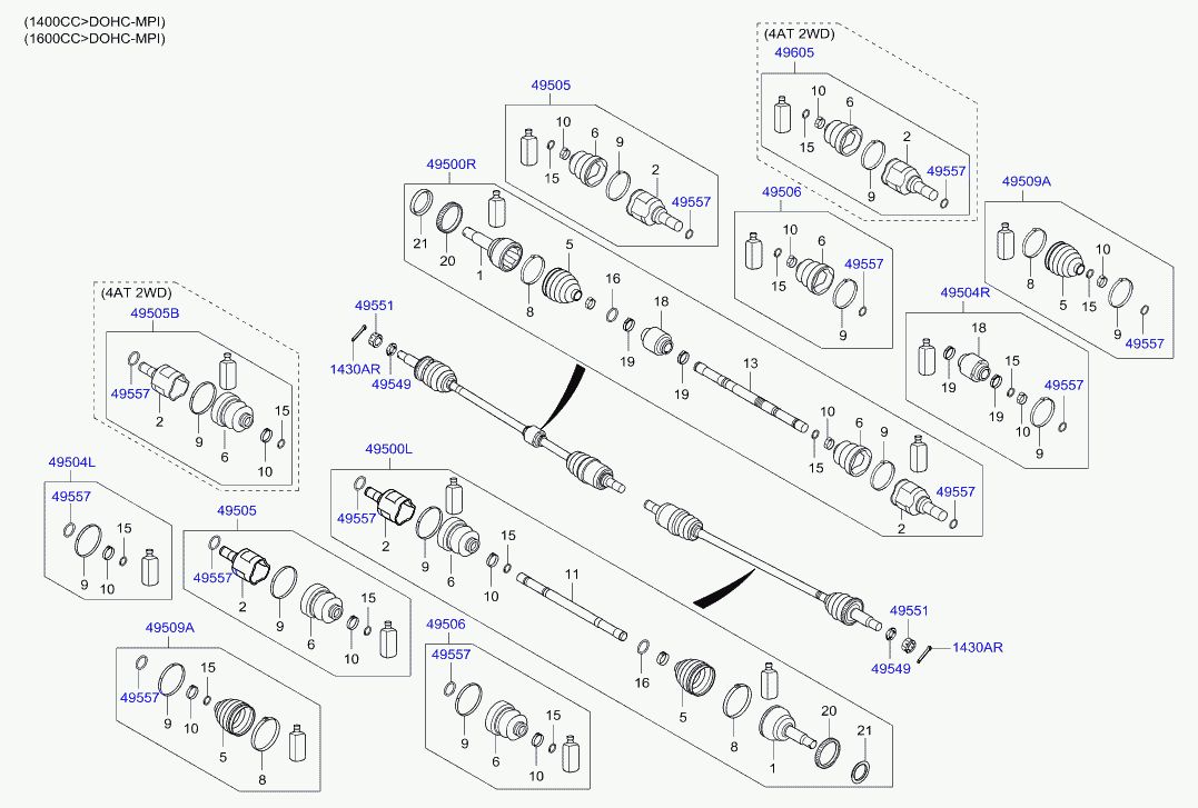 KIA 49500-1C362 - Kit giunti, Semiasse www.autoricambit.com