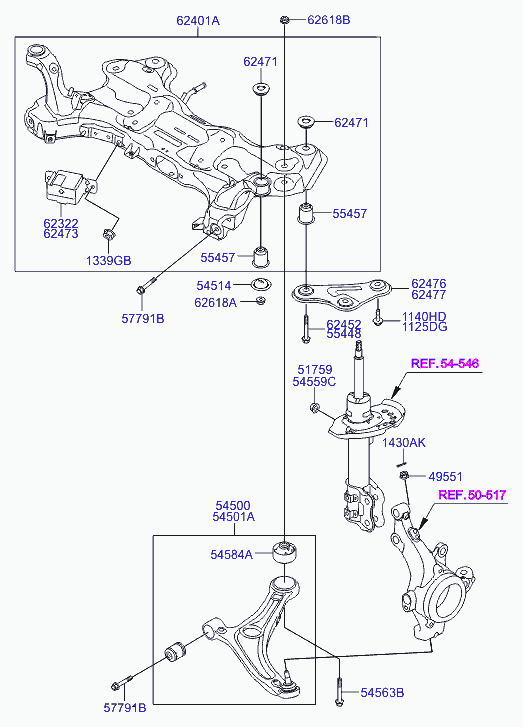 Hyundai 54584-1J000 - Silent Block, Supporto Braccio Oscillante www.autoricambit.com