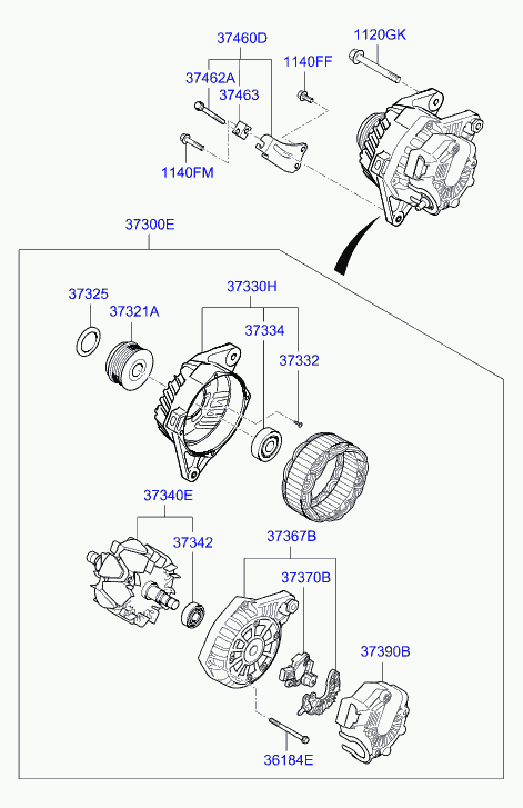 Hyundai 37300-2E300 - Alternatore www.autoricambit.com