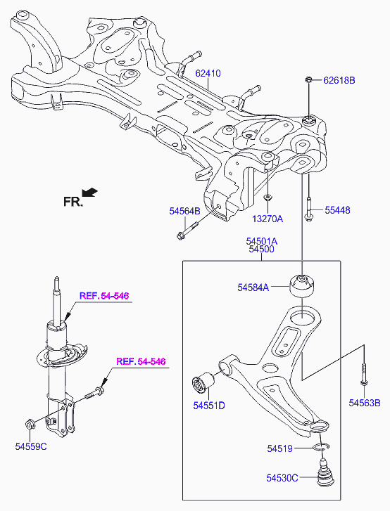 Hyundai 54551 C1000 - Silent Block, Supporto Braccio Oscillante www.autoricambit.com