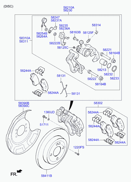 KIA 58302 C8A30 - Kit pastiglie freno, Freno a disco www.autoricambit.com