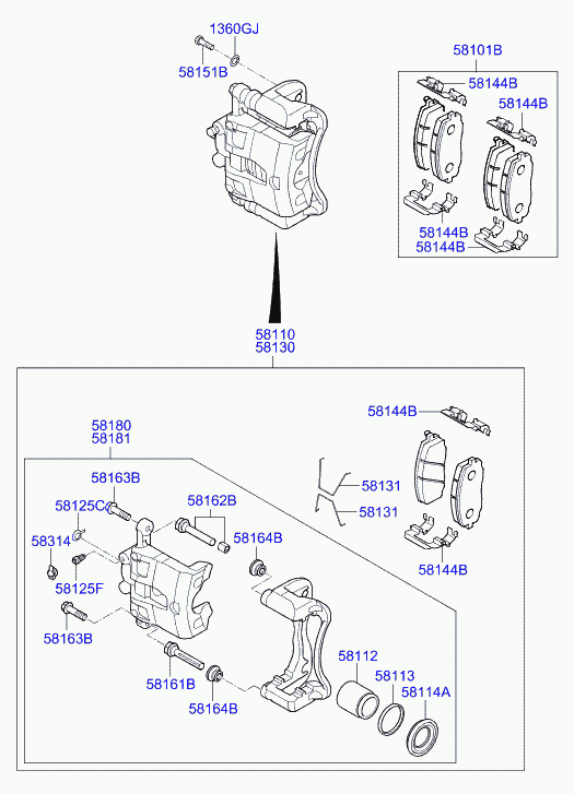 Hyundai 58101C8A60 - Kit pastiglie freno, Freno a disco www.autoricambit.com