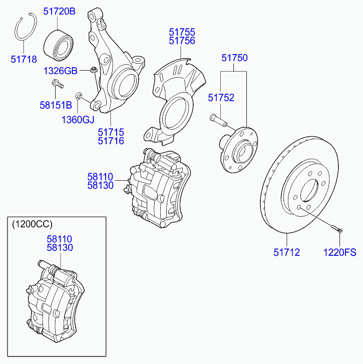 KIA 51720-02000 - Kit cuscinetto ruota www.autoricambit.com