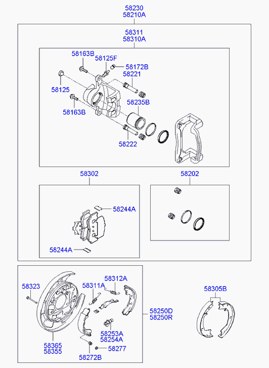 Hyundai 58305-3LA00 - Kit ganasce, Freno stazionamento www.autoricambit.com