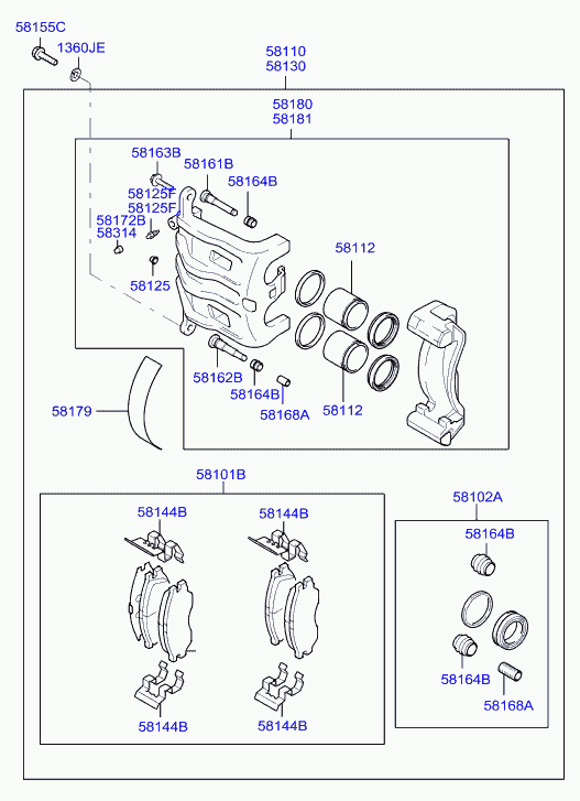 Hyundai 58101-H1A10 - Kit pastiglie freno, Freno a disco www.autoricambit.com