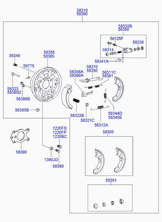 KIA 58305-25A00 - Kit freno, freni a tamburo www.autoricambit.com