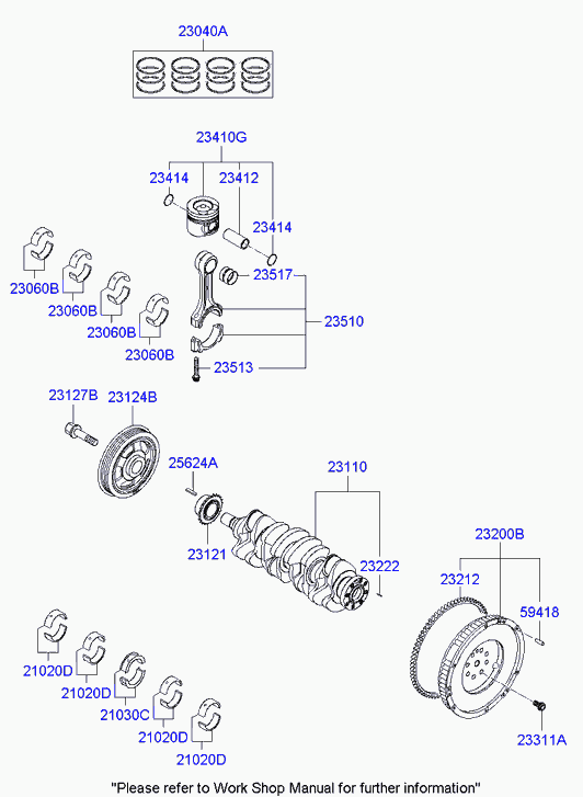 Hyundai 23110-2A601 - Albero motore/a gomito www.autoricambit.com