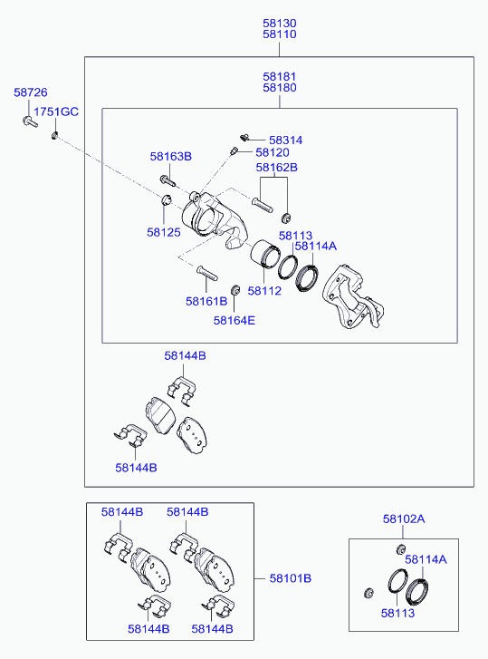 KIA 58101-1HA10 - Kit pastiglie freno, Freno a disco www.autoricambit.com