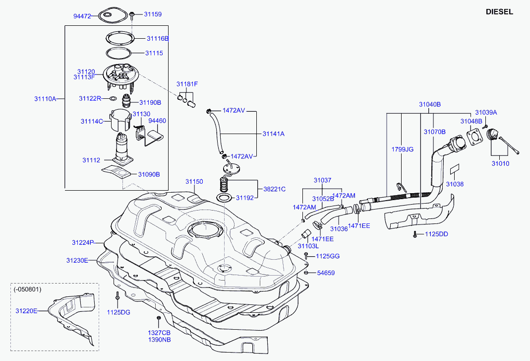 KIA 31090-17000 - Filtro carburante www.autoricambit.com